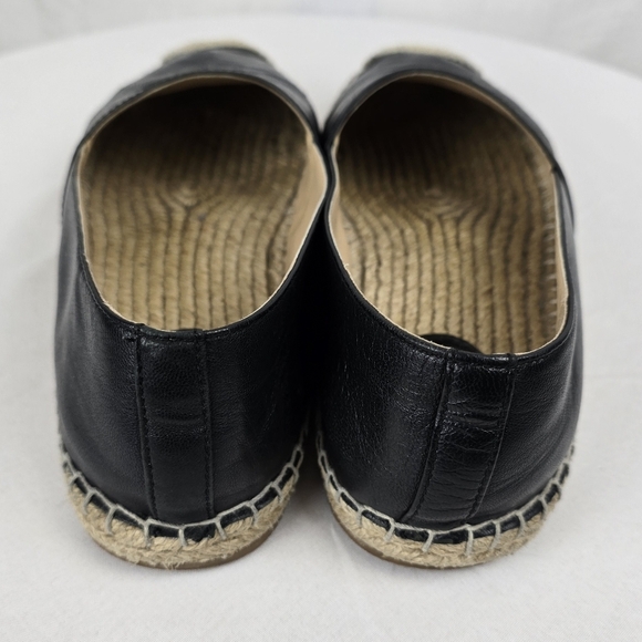 Coach Signature Black Leather Espadrille Flats Sz 8 - Picture 4 of 7